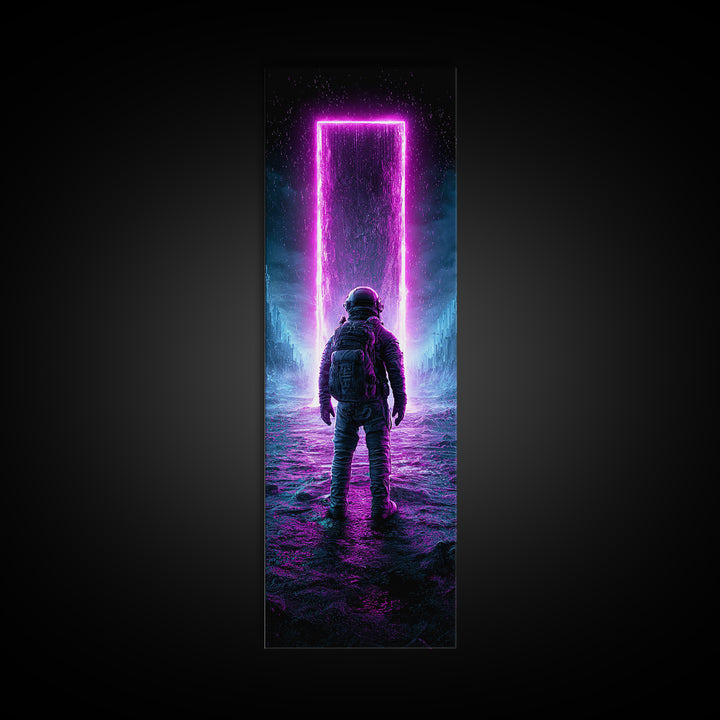 Astronaut Standing Before a Glowing Monolith Canvas Print, Scifi Art, Gallery Decor, Living Room Decor, Fine Art, Orbit, SCI-1x3-38