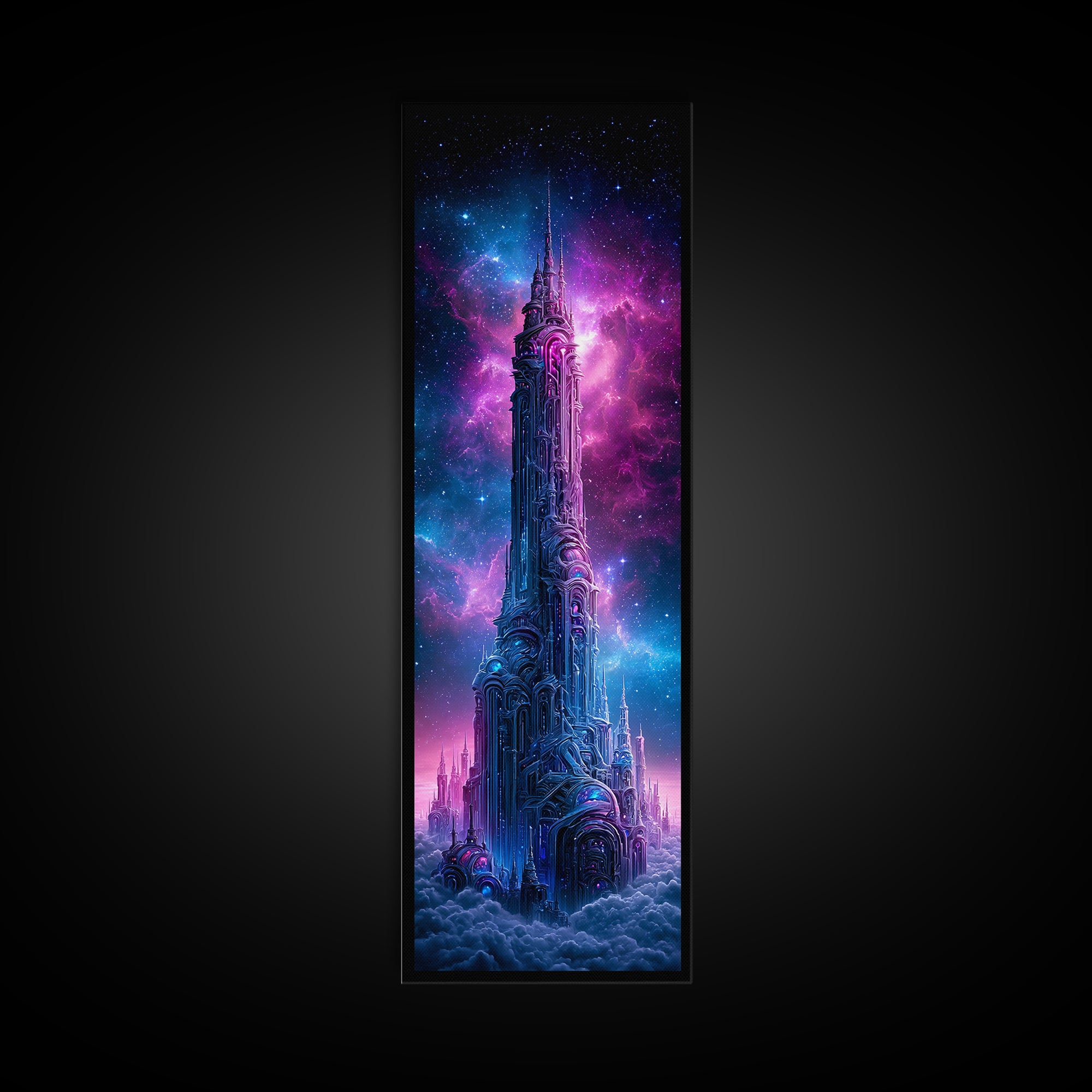 Starship Cockpit View of Nebula Clouds Framed Canvas Print, Scifi Art, Gallery Decor, Living Room Decor, Fine Art, Orbit, SCI-1x3-71