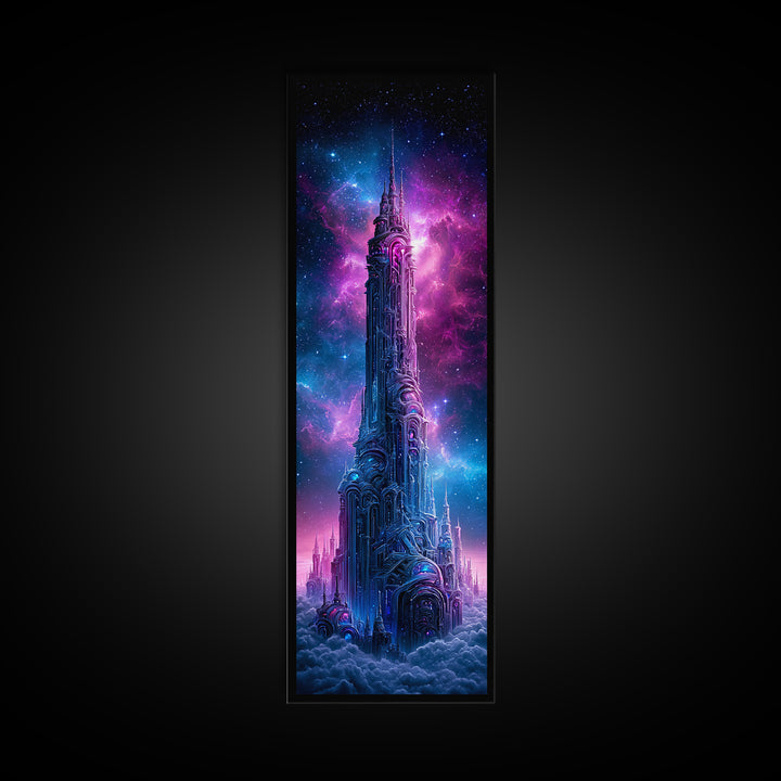 Starship Cockpit View of Nebula Clouds Framed Canvas Print, Scifi Art, Gallery Decor, Living Room Decor, Fine Art, Orbit, SCI-1x3-71