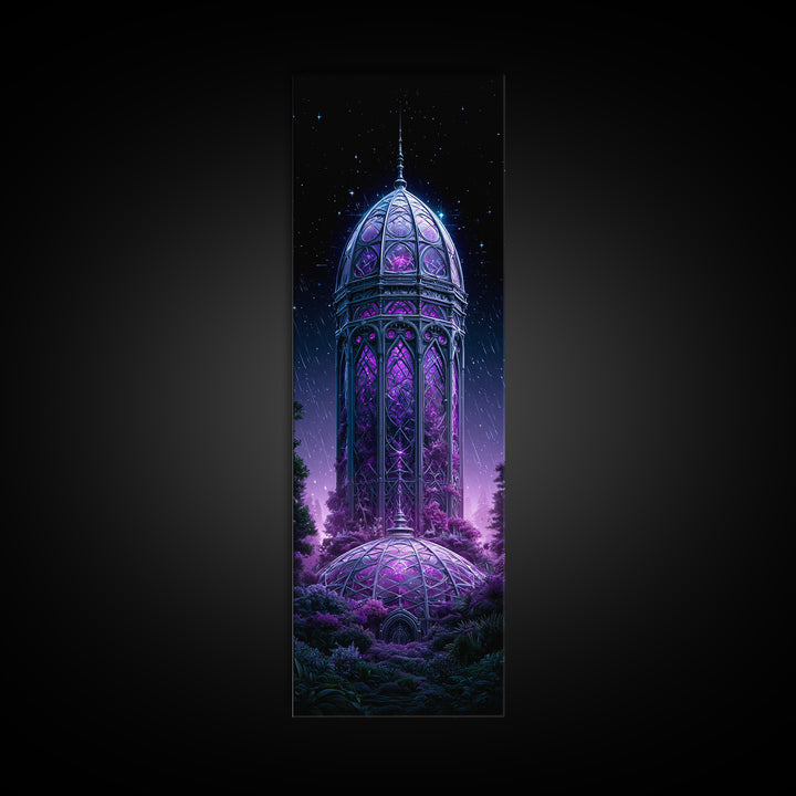 Futuristic Botanical Dome Framed Canvas Print, Scifi Art, Living Room Art, Living Room Decor, Oil Painting, Orbit, Space Poster, SCI-1x3-84