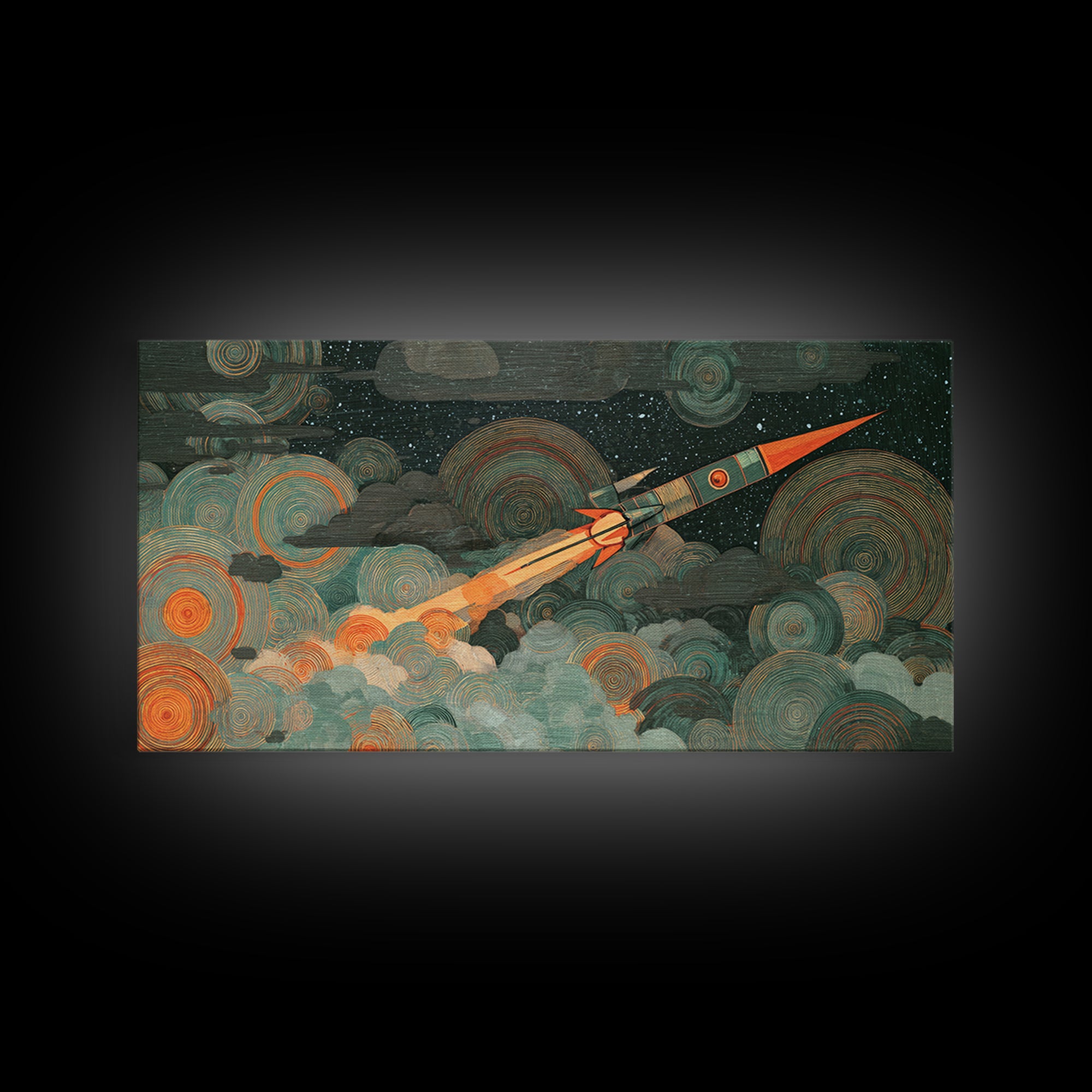 Crashed Satellite in a Desert Storm Canvas Print, Scifi Art, Decor, Living Room Decor, Fine Art, Orbit, Mid Century Art, SCI-2x1-39