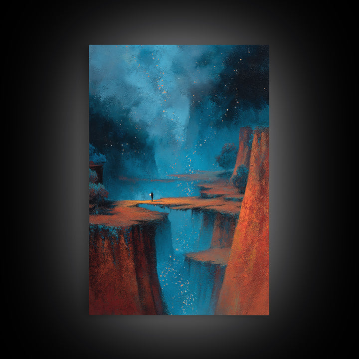 Planetary Sunrise over Ice Cliffs Framed Canvas Print, Scifi Art, Canvas Wall Art, Living Room Decor, Fine Art, Orbit, SCI-2x3-78