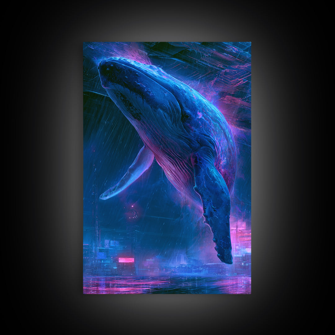 Cosmic Whale Swimming Through Deep Space Canvas Print, Scifi Art, Pop Art, Living Room Decor, Fine Art, Orbit, Gallery Decor, SCI-2x3-96