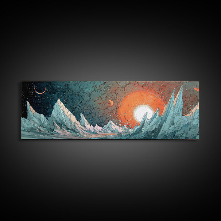 Robot Companion Crossing a Red Canyon Canvas Print, Scifi Art, Fantasy Art, Living Room Decor, Oil Painting, Orbit, SCI-3x1-20