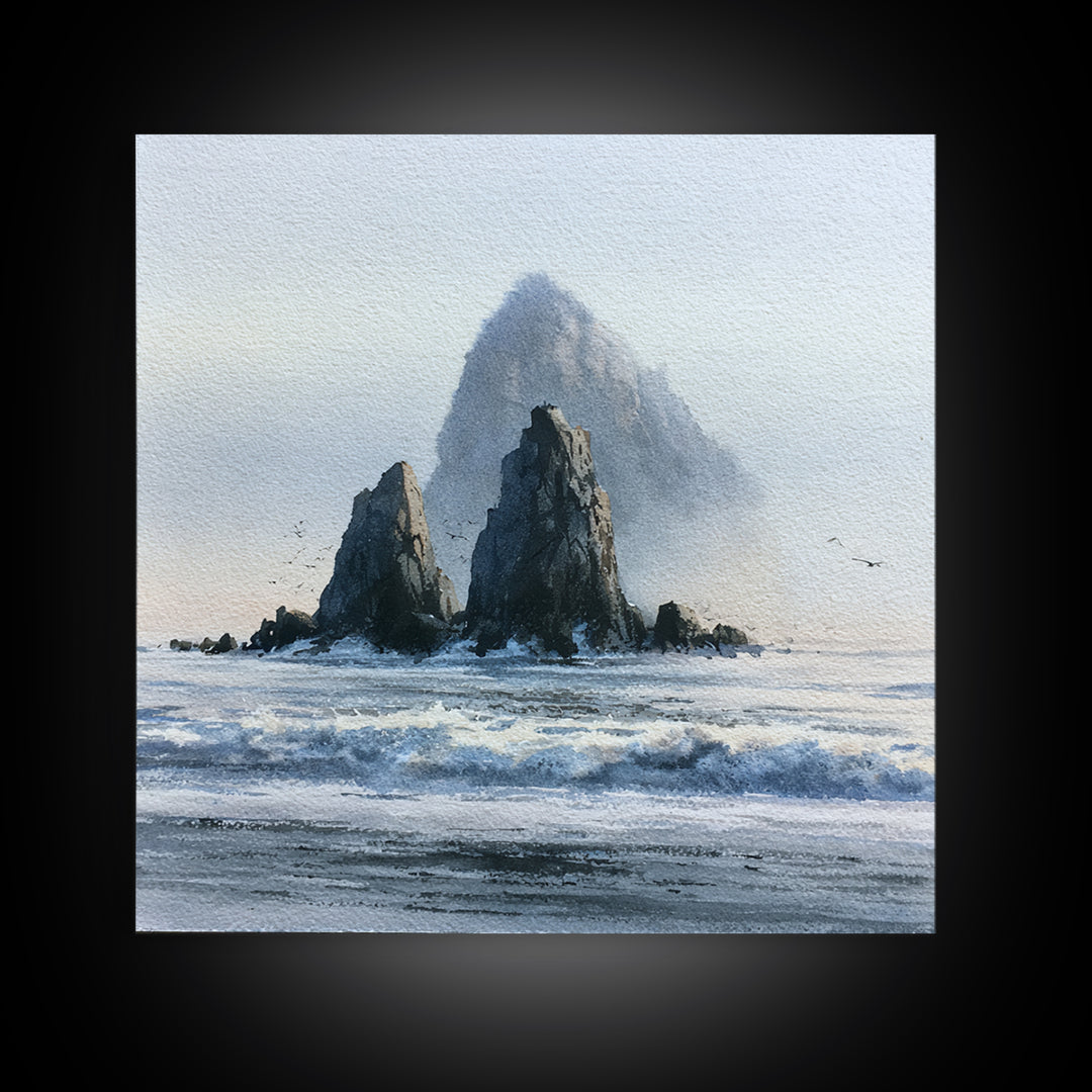 Sea Stack Rocks Canvas Print, Seascape Art, Boho Decor, Coastal Decor, Fine Art, Seascape, Printable Wall Art, SEA-1x1-91