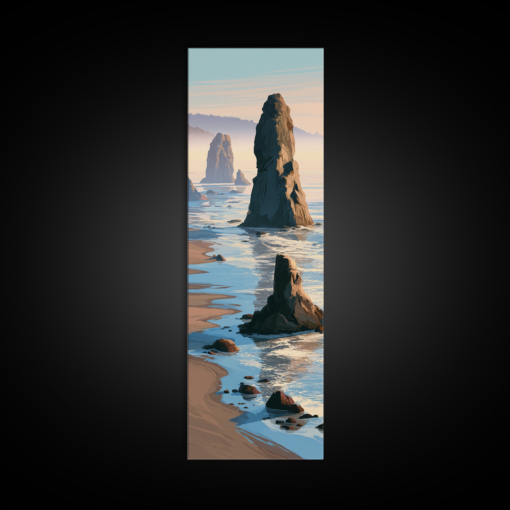 Sea Stack Rocks Canvas Print, Seascape Art, Original Art, Coastal Decor, Oil Painting, Seascape, Living Room Wall Art, SEA-1x3-55
