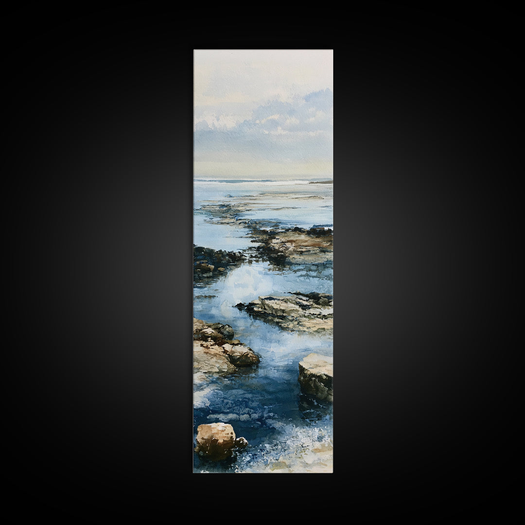 Rocky Tidepool with Reflections Canvas Print, Seascape Art, Coastal Wall Art, Coastal Decor, Fine Art, Seascape, Luxury Decor, SEA-1x3-95