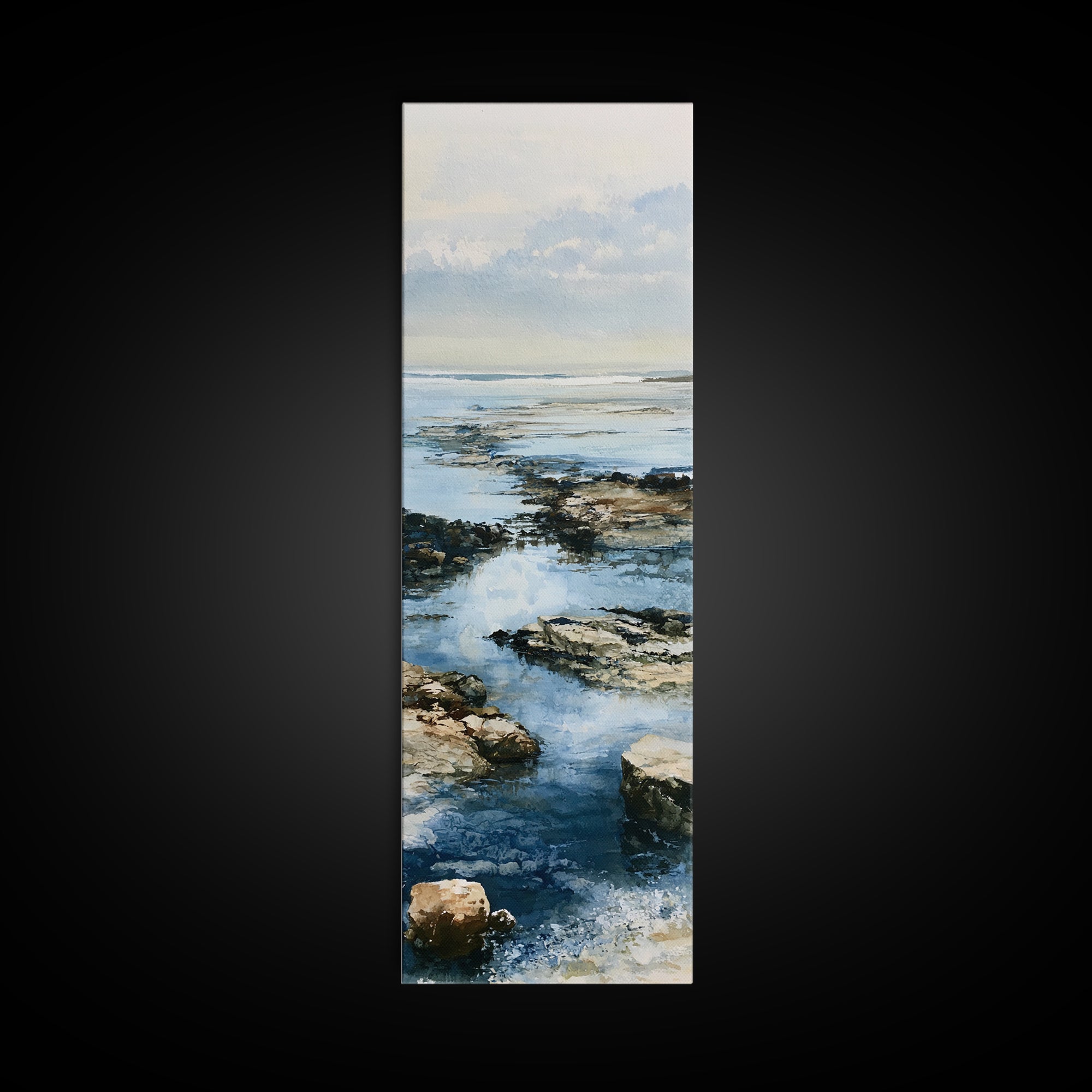 Rocky Tidepool with Reflections Canvas Print, Seascape Art, Coastal Wall Art, Coastal Decor, Fine Art, Seascape, Luxury Decor, SEA-1x3-95