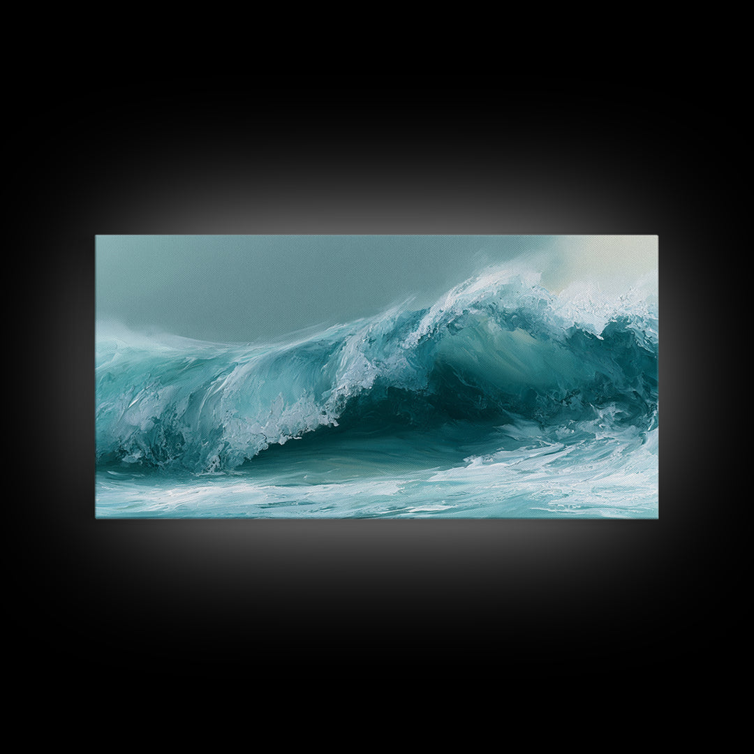 Abstract Wave Curl Framed Canvas Print, Seascape Art, Original Art, Coastal Decor, Fine Art, Seascape, Living Room Wall Art, SEA-2x1-3