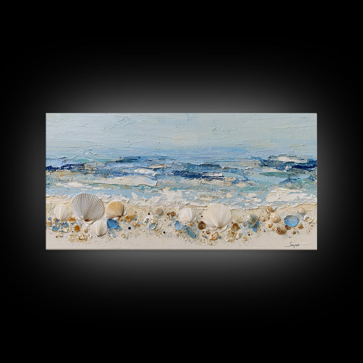 Rocky Tidepool with Reflections Framed Canvas Print, Seascape Art, Nautical Decor, Coastal Decor, Fine Art, Seascape, SEA-2x1-79