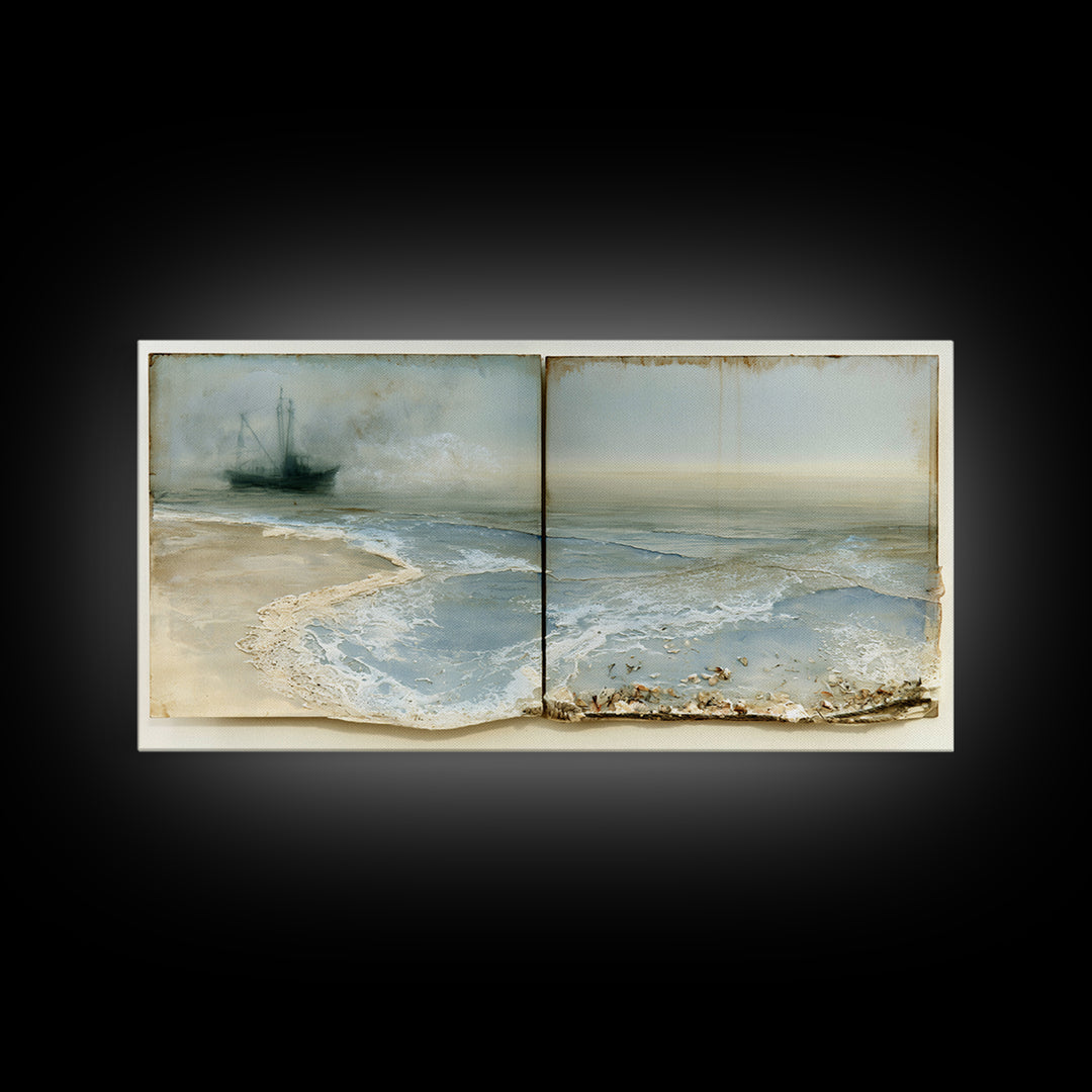 Fishing Boat Silhouette Canvas Print, Seascape Art, Wall Art, Coastal Decor, Fine Art, Seascape, Abstract Art, Bedroom Decor, SEA-2x1-82