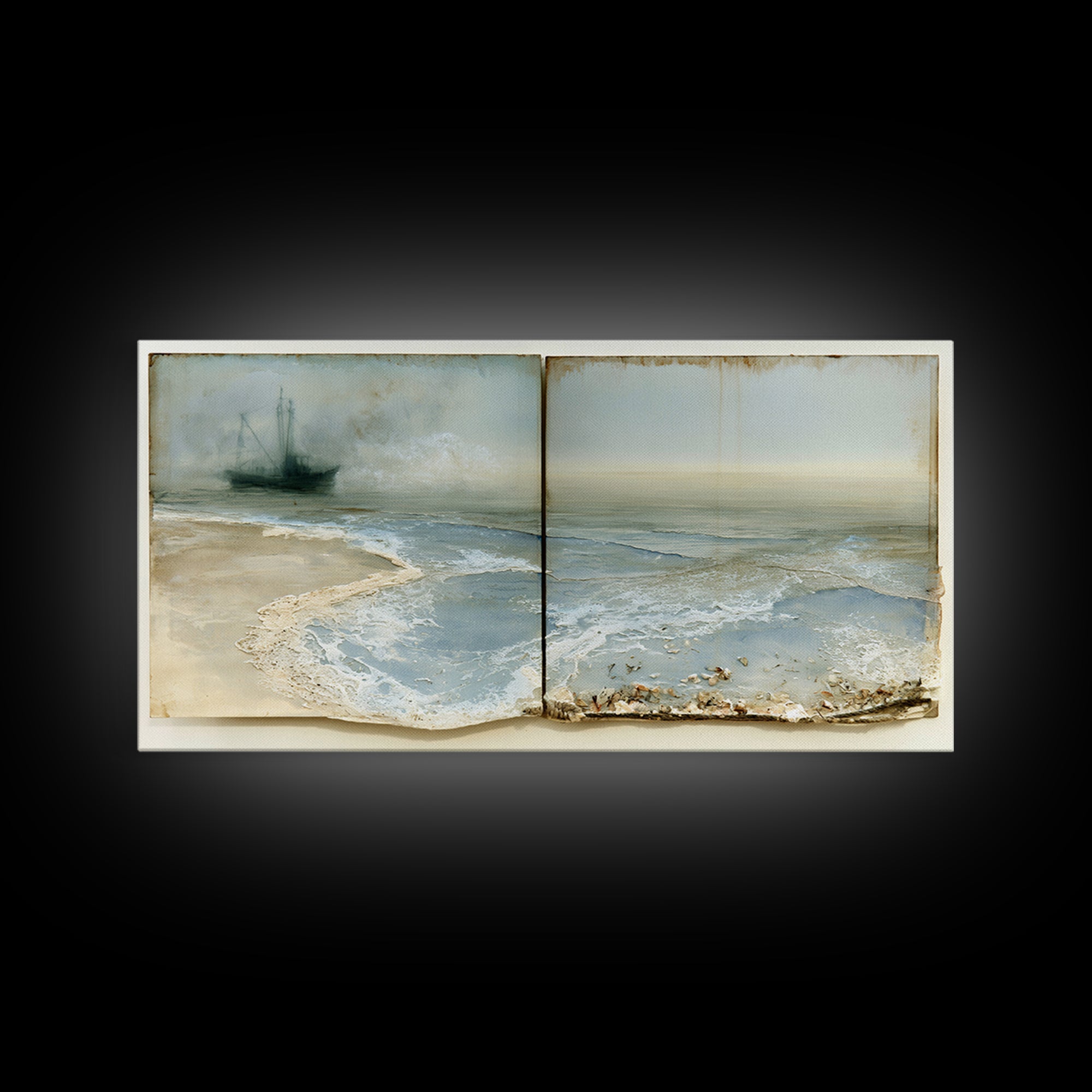 Fishing Boat Silhouette Canvas Print, Seascape Art, Wall Art, Coastal Decor, Fine Art, Seascape, Abstract Art, Bedroom Decor, SEA-2x1-82