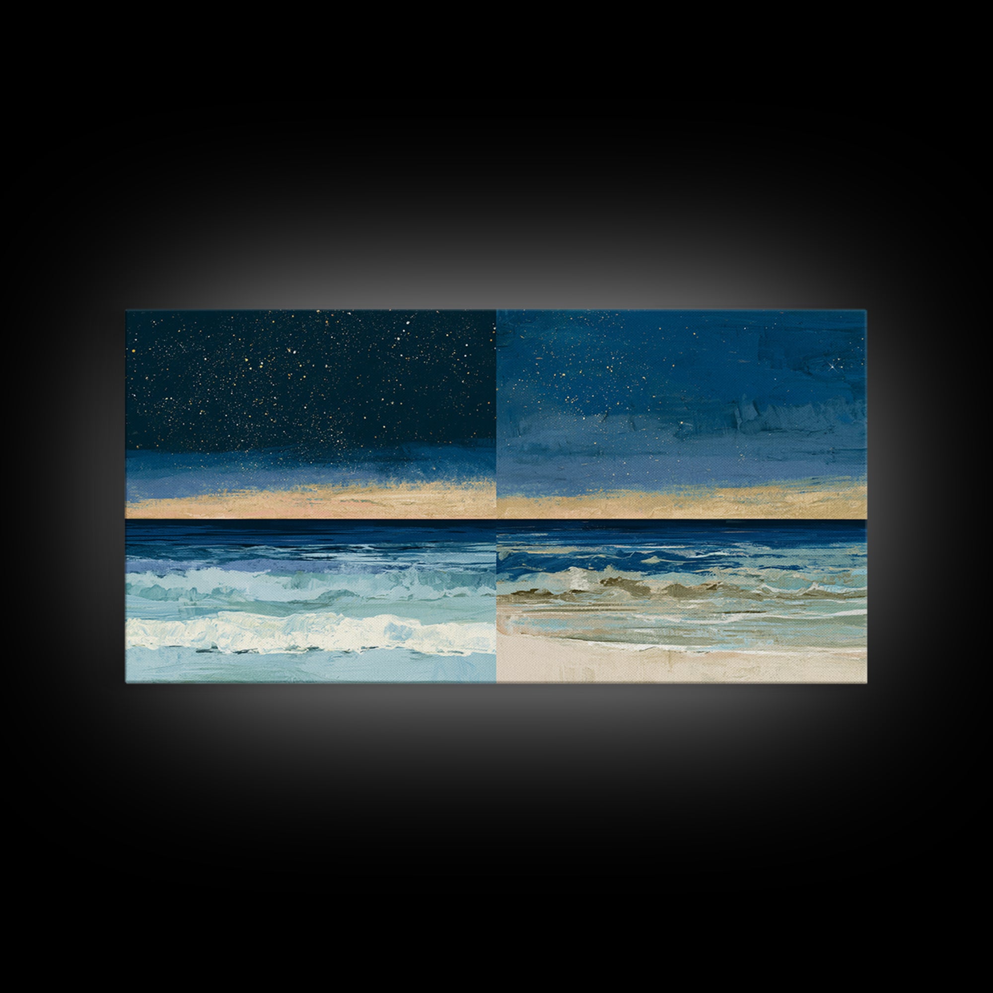 Deep Indigo Night Sea Canvas Print, Seascape Art, Original Art, Coastal Decor, Fine Art, Seascape, Living Room Wall Art, SEA-2x1-89