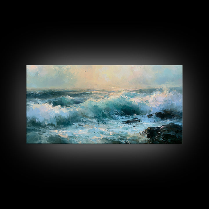 Storm Waves Crashing Canvas Print, Seascape Art, Canvas Wall Art, Coastal Decor, Fine Art, Seascape, Bedroom Wall Art, SEA-2x1-93