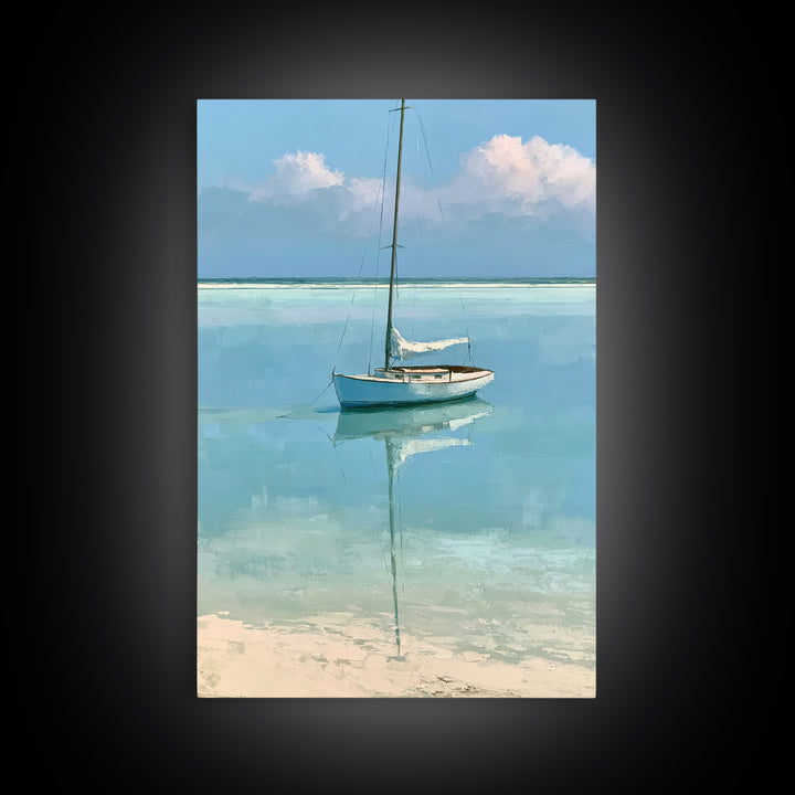 Quiet Sailboat on Glassy Water Canvas Print, Seascape Art, Canvas Print, Coastal Decor, Fine Art, Seascape, Fine Art Print, SEA-2x3-16