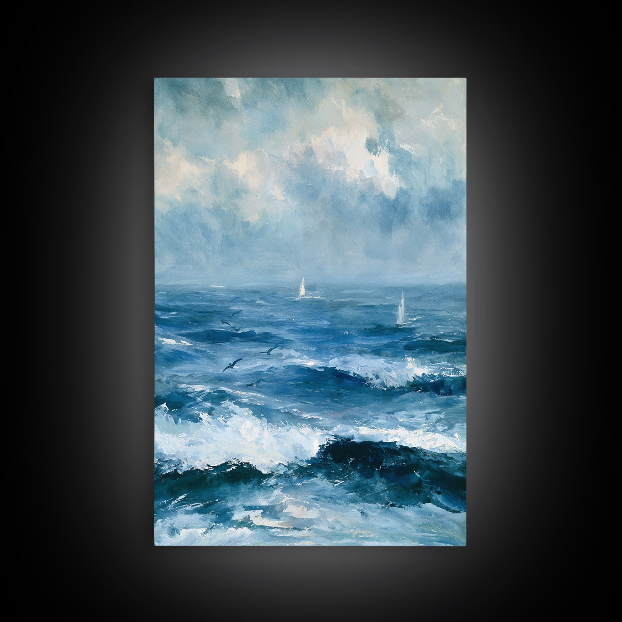 Whitecaps Rolling under Storm Light Canvas Print, Seascape Art, Printable Wall Art, Coastal Decor, Fine Art, Seascape, SEA-2x3-45