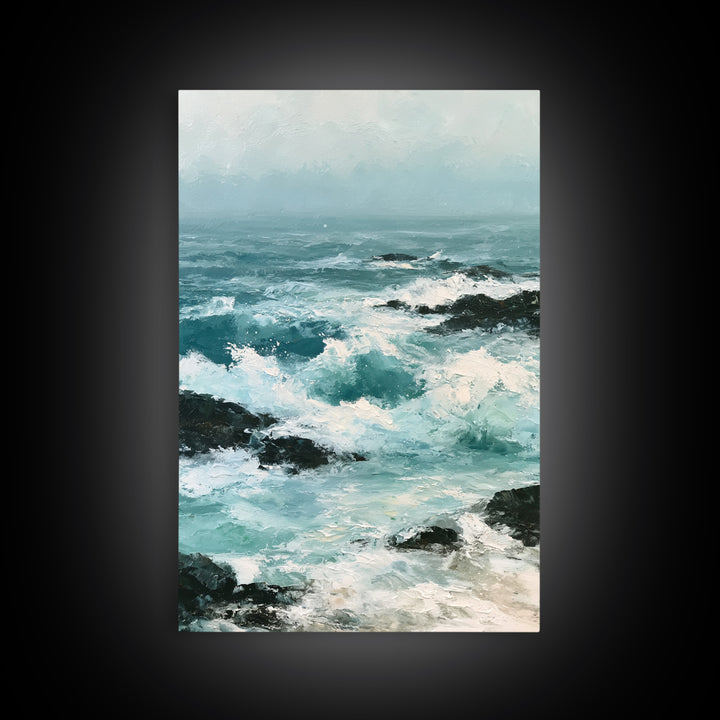 Storm Waves Crashing Canvas Print, Seascape Art, Bedroom Decor, Coastal Decor, Oil Painting, Seascape, Coastal Wall Art, SEA-2x3-57
