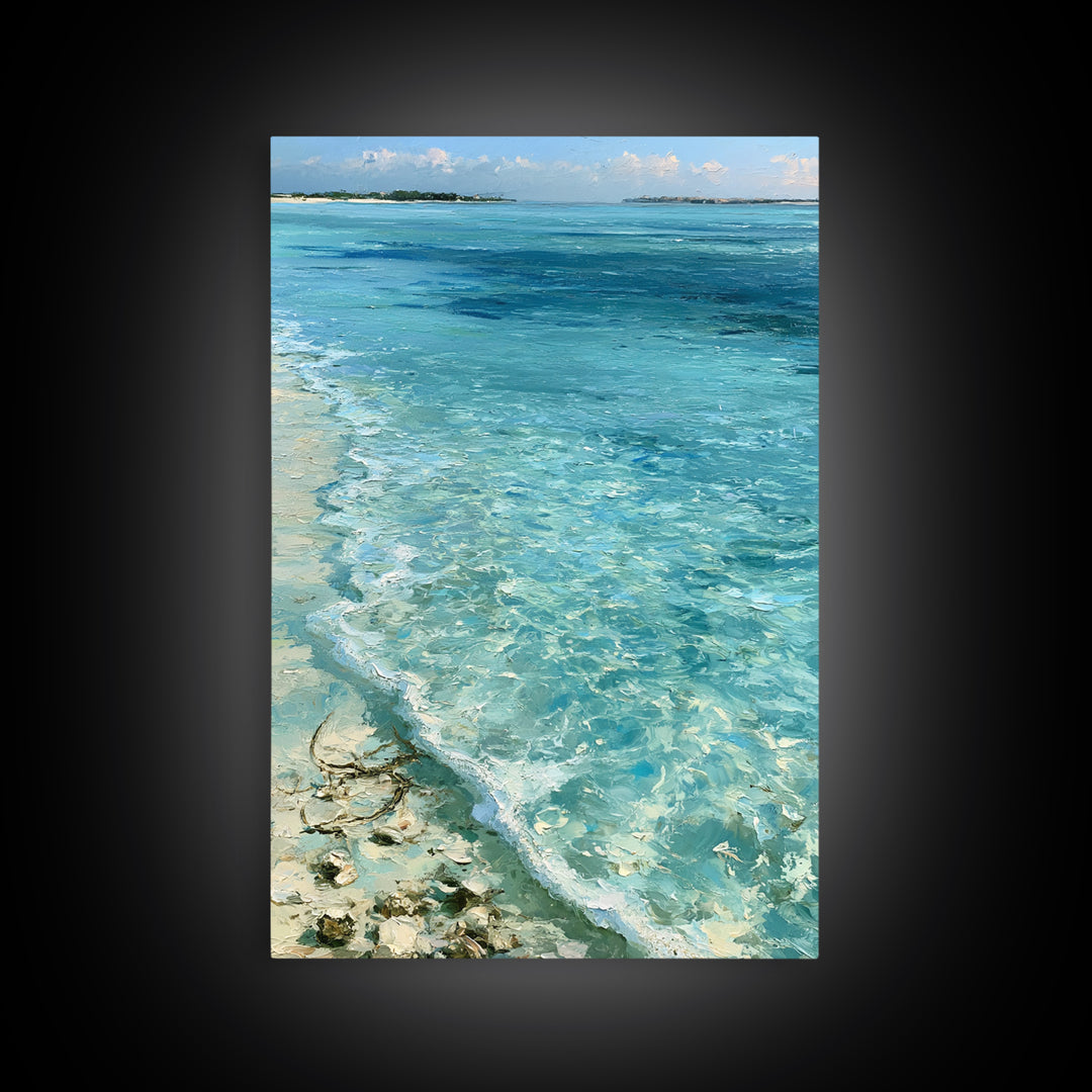 Tropical Lagoon with Transparent Shallows Canvas Print, Seascape Art, Home Decor, Coastal Decor, Oil Painting, Seascape, SEA-2x3-66