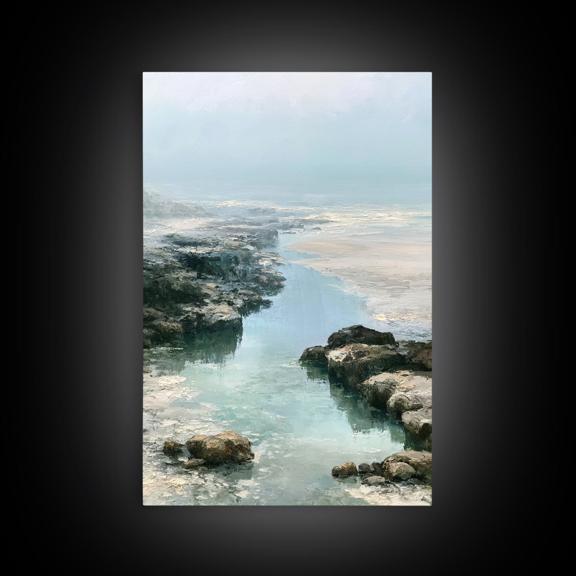 Rocky Tidepool with Reflections Canvas Print, Seascape Art, Printable Art, Coastal Decor, Fine Art, Seascape, Beach Decor, SEA-2x3-91