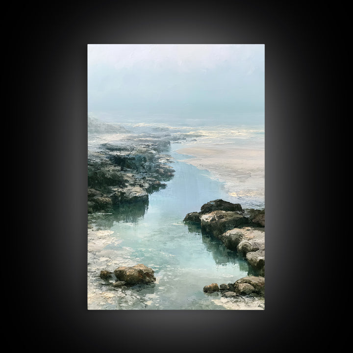 Rocky Tidepool with Reflections Canvas Print, Seascape Art, Printable Art, Coastal Decor, Fine Art, Seascape, Beach Decor, SEA-2x3-91
