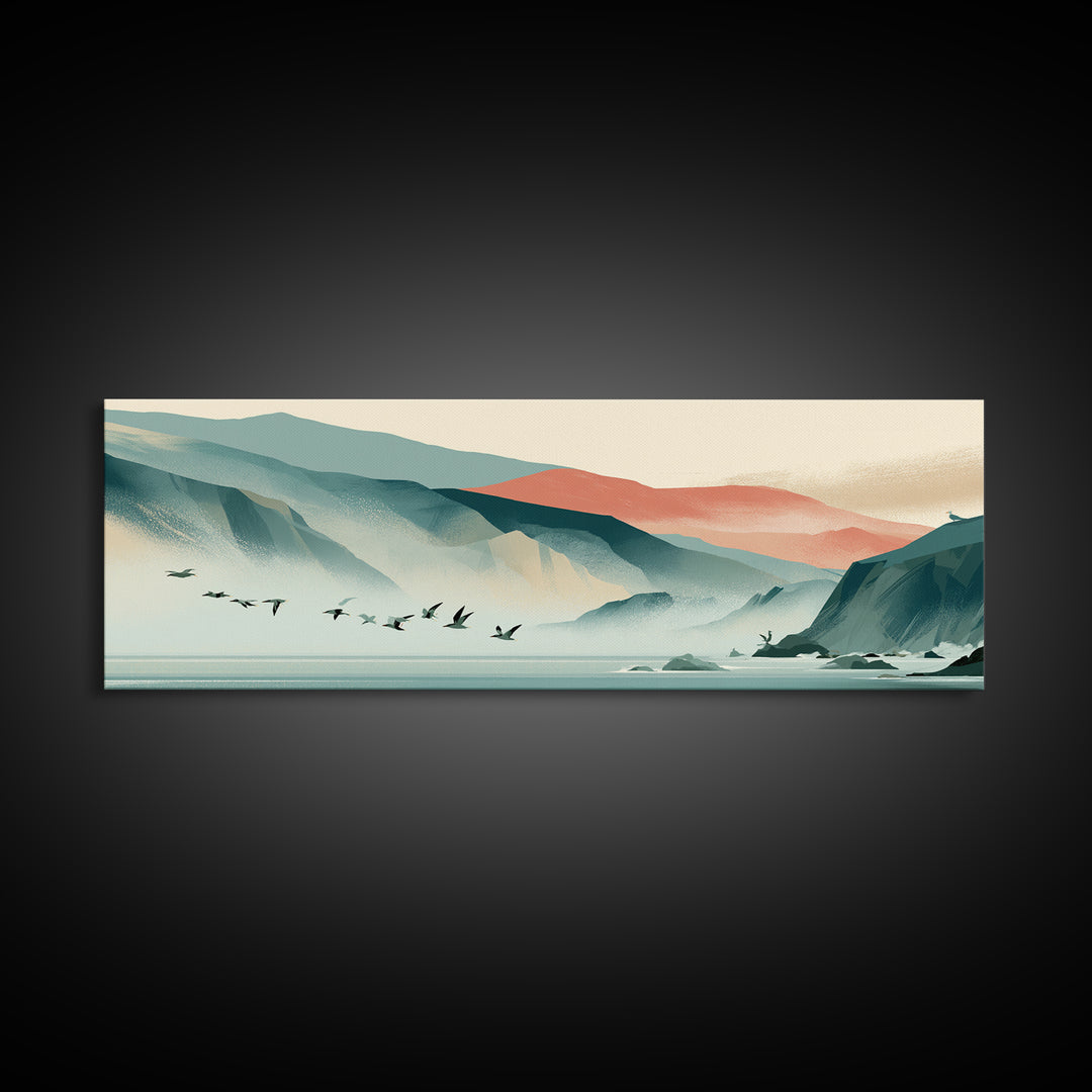 Misty Sea Cliffs Canvas Print, Seascape Art, Living Room Decor, Coastal Decor, Fine Art, Seascape, Gallery Decor, Wall Decor, SEA-3x1-21