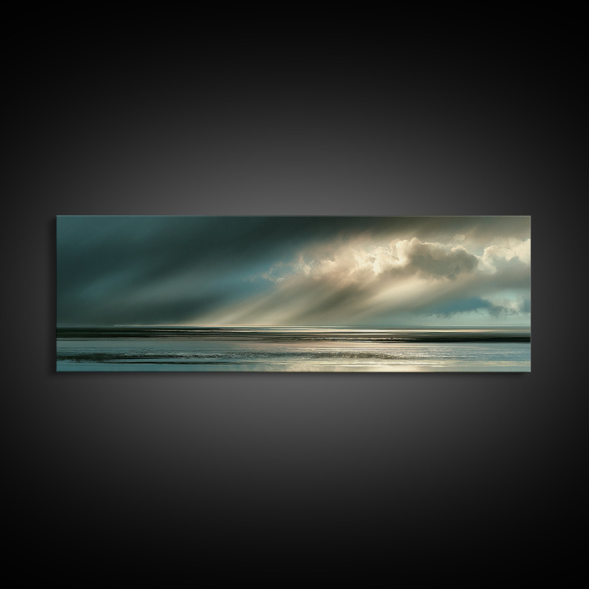 Rain over Ocean with Blurred Horizon Canvas Print, Seascape Art, Beach Decor, Coastal Decor, Seascape, Minimalist Decor, SEA-3x1-36