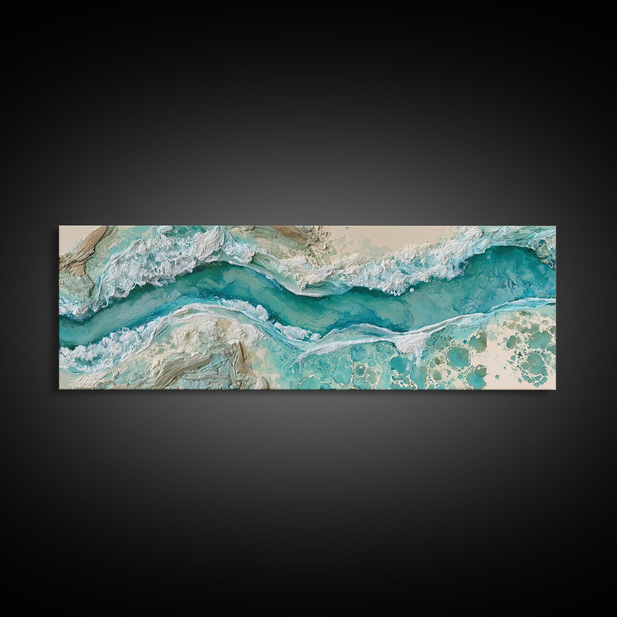 Aerial Reef Water Canvas Print, Seascape Art, Gallery Decor, Coastal Decor, Fine Art, Seascape, Contemporary Art, Wall Art, SEA-3x1-40