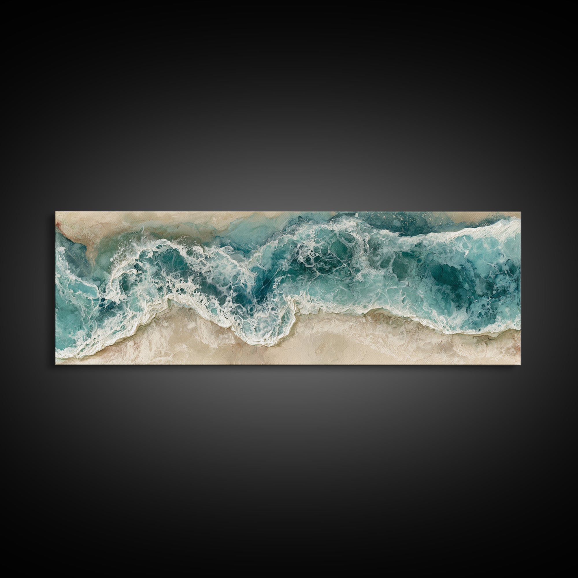 Ocean Foam Patterns from Above Framed Canvas Print, Seascape Art, Room Decor, Coastal Decor, Seascape, Digital Wall Art, SEA-3x1-52