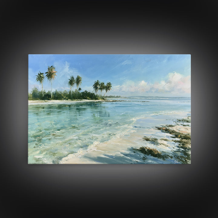 Tropical Lagoon with Transparent Shallows Canvas Print, Seascape Art, Abstract Art, Coastal Decor, Fine Art, Seascape, SEA-3x2-38