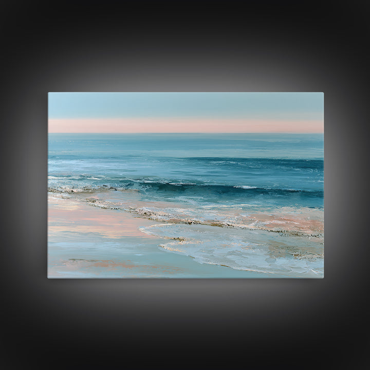 Calm Blue Horizon Framed Canvas Print, Seascape Art, Original Art, Coastal Decor, Fine Art, Seascape, Living Room Wall Art, SEA-3x2-6