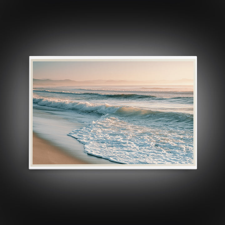 Mediterranean Harbor at Dawn Framed Canvas Print, Seascape Art, Digital Print, Coastal Decor, Oil Painting, Seascape, SEA-3x2-74