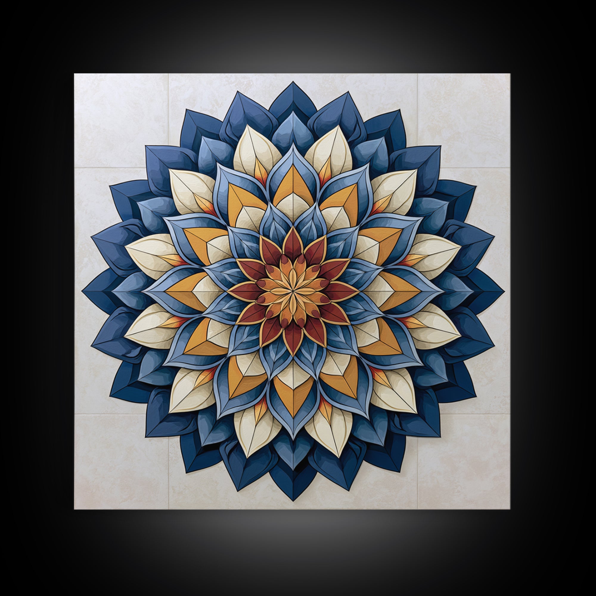 Mandala Lotus with Precise Radial Symmetry Canvas Print, Sacred Geometry Art, Sacred Geometry, Living Room Decor, Geometry, SGA-1x1-26
