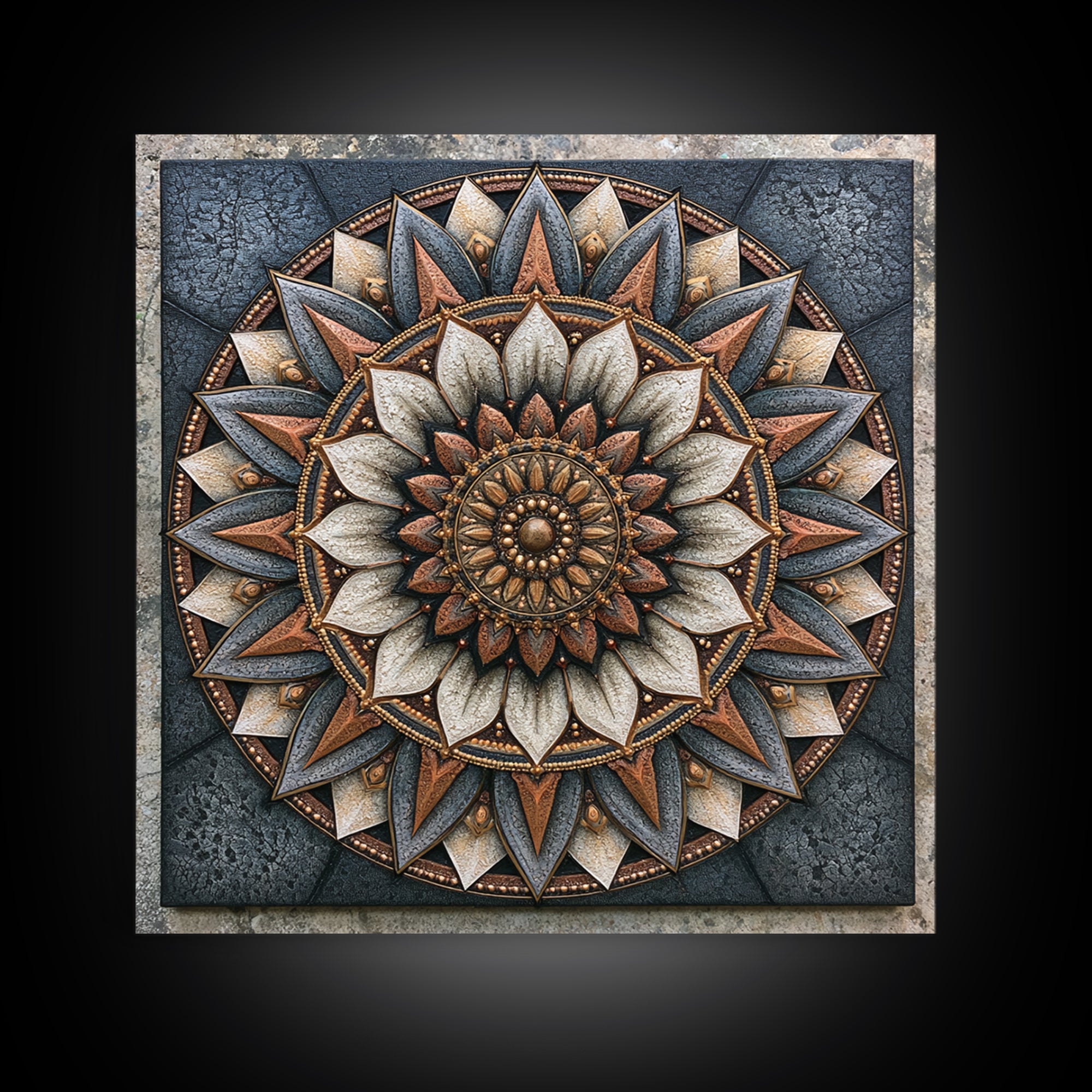 Mandala Lotus with Precise Radial Symmetry Canvas Print, Sacred Geometry Art, Sacred Geometry, Living Room Decor, Geometry, SGA-1x1-50