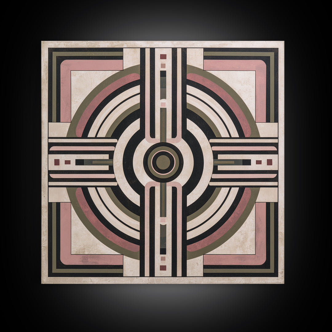 Abstract Temple Plan Made from Sacred Lines Framed Canvas Print, Sacred Geometry Art, Decorations, Living Room Decor, Geometry, SGA-1x1-61