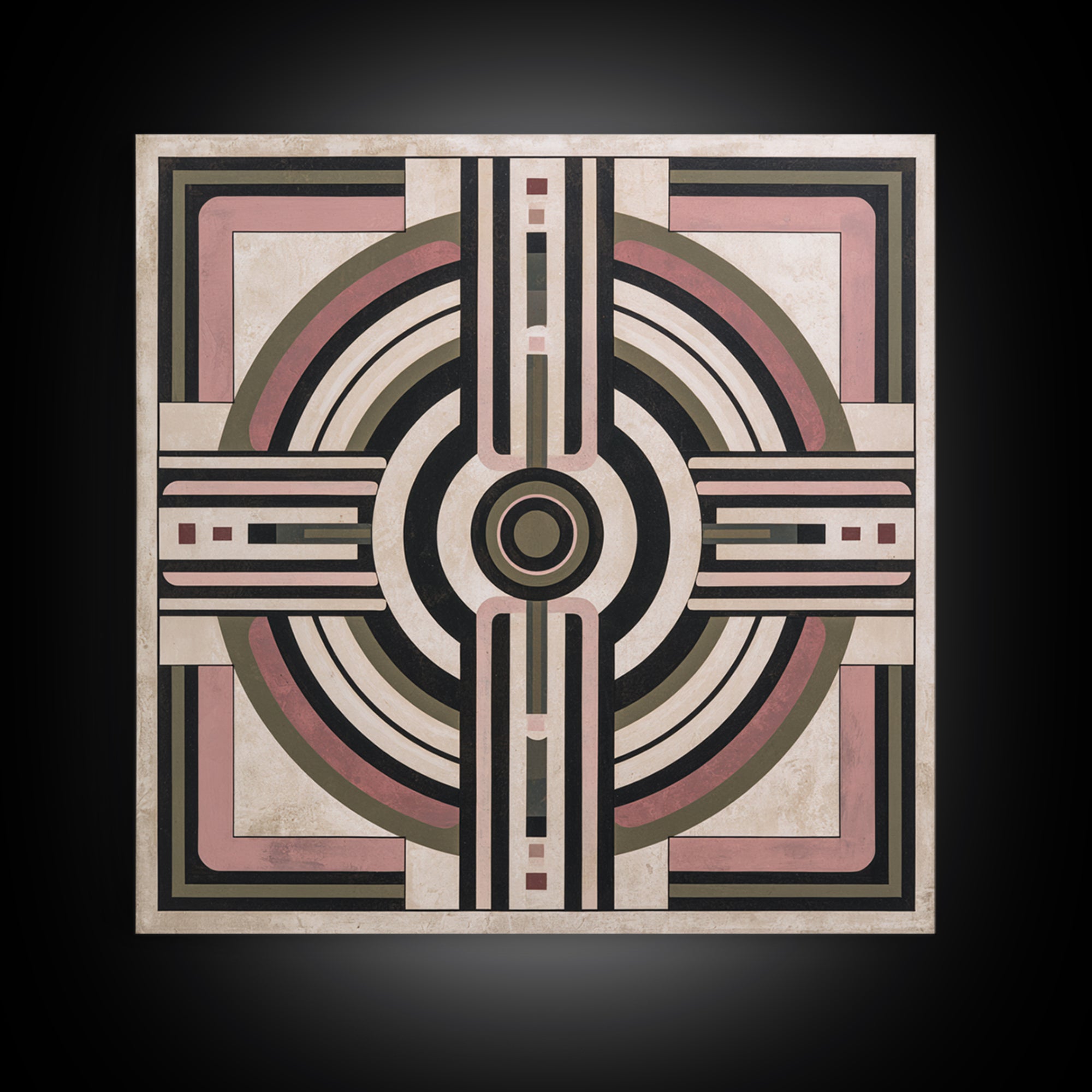 Abstract Temple Plan Made from Sacred Lines Framed Canvas Print, Sacred Geometry Art, Decorations, Living Room Decor, Geometry, SGA-1x1-61