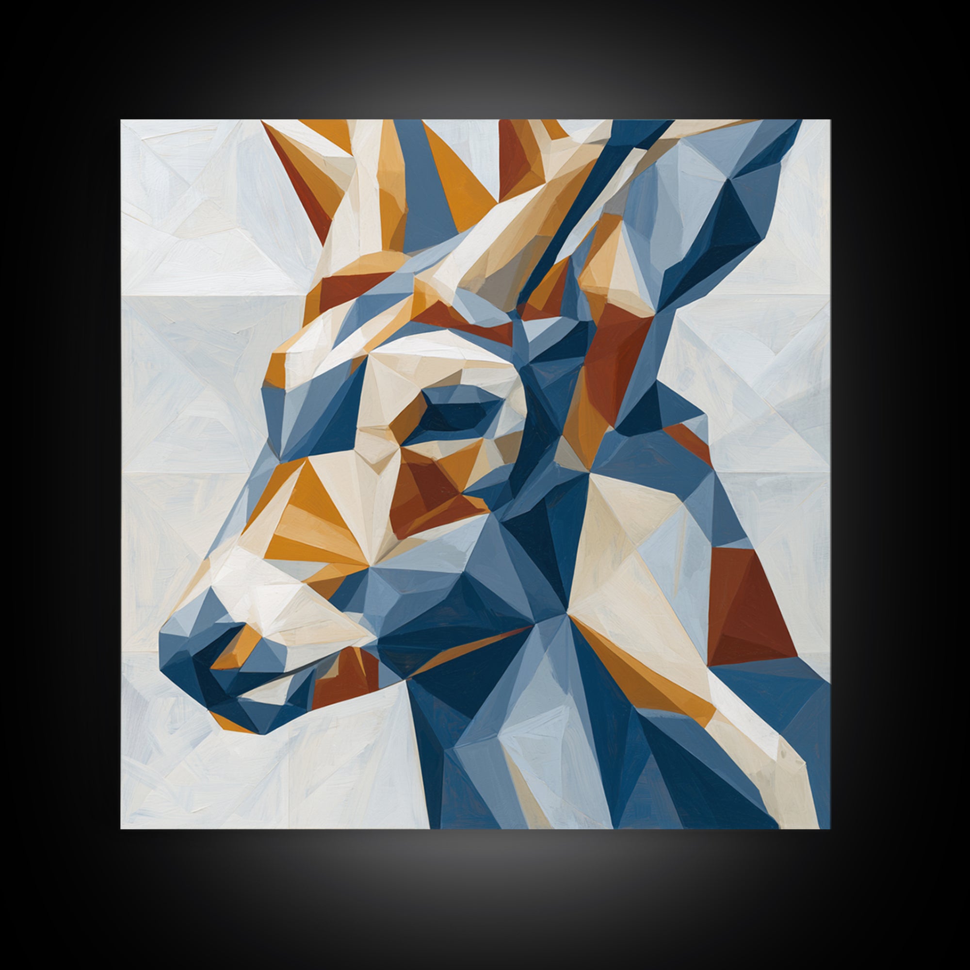 Sacred Deer Formed from Geometric Facets Framed Canvas Print, Sacred Geometry Art, Living Room Decor, Fine Art, Geometry, SGA-1x1-7
