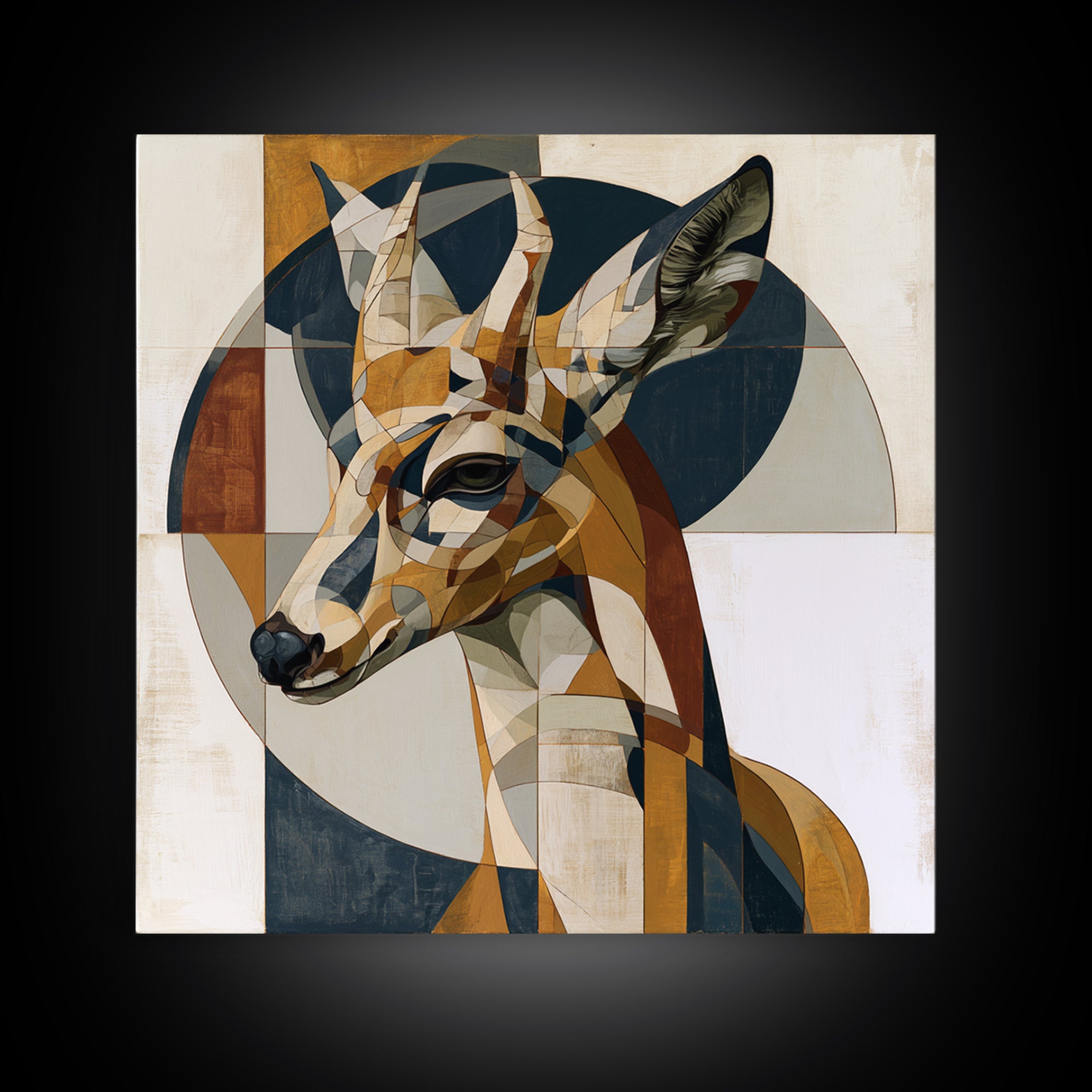 Sacred Deer Formed from Geometric Facets Framed Canvas Print, Sacred Geometry Art, Modern Decor, Living Room Decor, Geometry, SGA-1x1-79