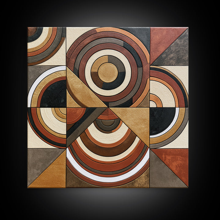 Concentric Circles and Triangles Canvas Print, Sacred Geometry Art, Yoga Wall Art, Living Room Decor, Fine Art, Geometry, SGA-1x1-9