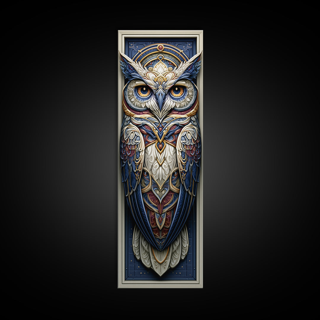 Sacred Owl Formed from Symmetrical Linework Canvas Print, Sacred Geometry Art, Sacred Geometry, Living Room Decor, Geometry, SGA-1x3-54