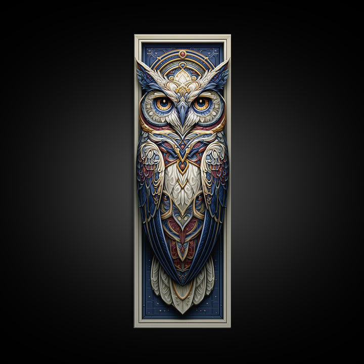 Sacred Owl Formed from Symmetrical Linework Canvas Print, Sacred Geometry Art, Sacred Geometry, Living Room Decor, Geometry, SGA-1x3-54
