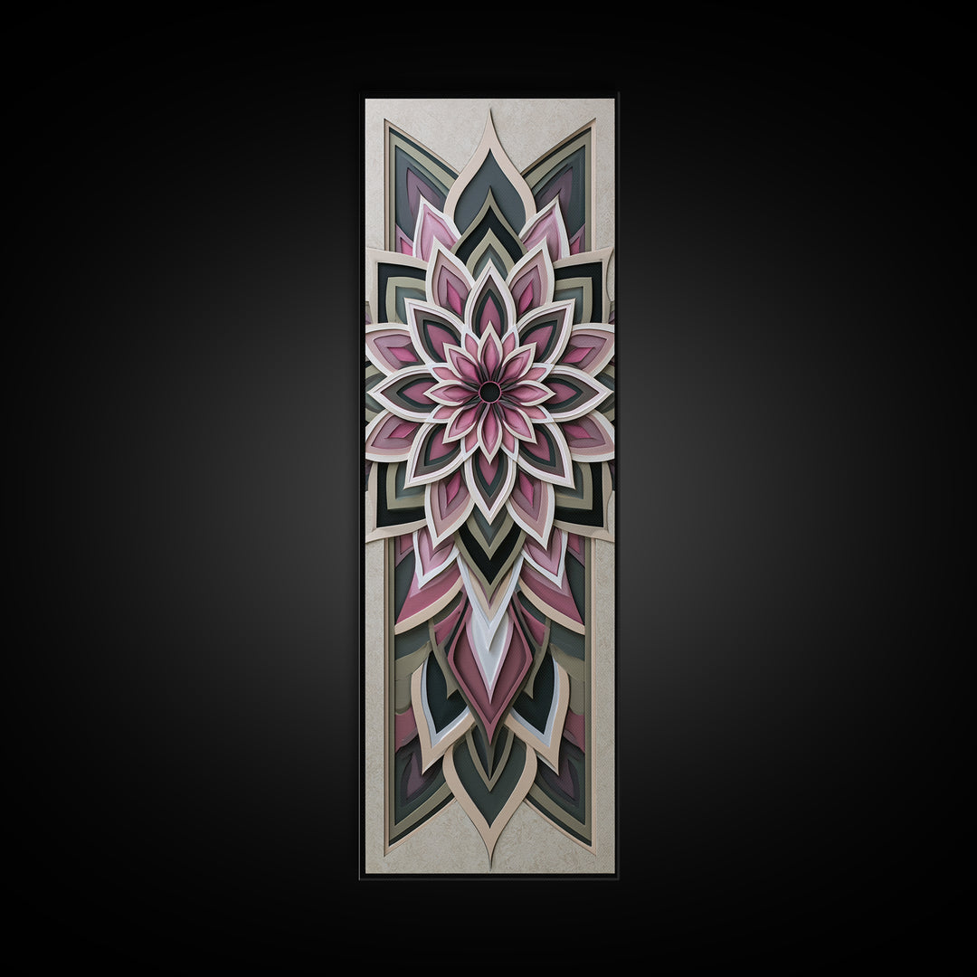 Mandala Lotus with Precise Radial Symmetry Canvas Print, Sacred Geometry Art, Gallery Decor, Living Room Decor, Geometry, SGA-1x3-62