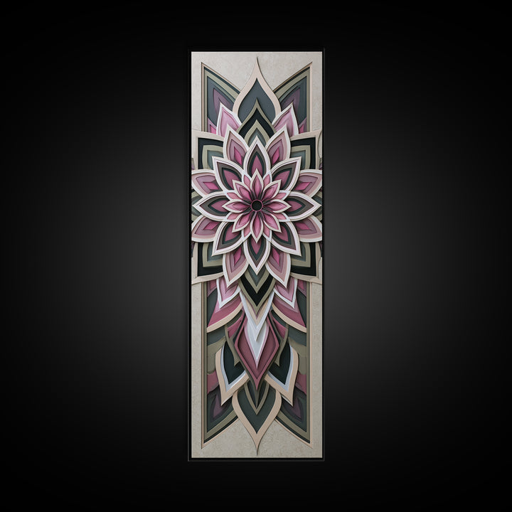 Mandala Lotus with Precise Radial Symmetry Canvas Print, Sacred Geometry Art, Gallery Decor, Living Room Decor, Geometry, SGA-1x3-62