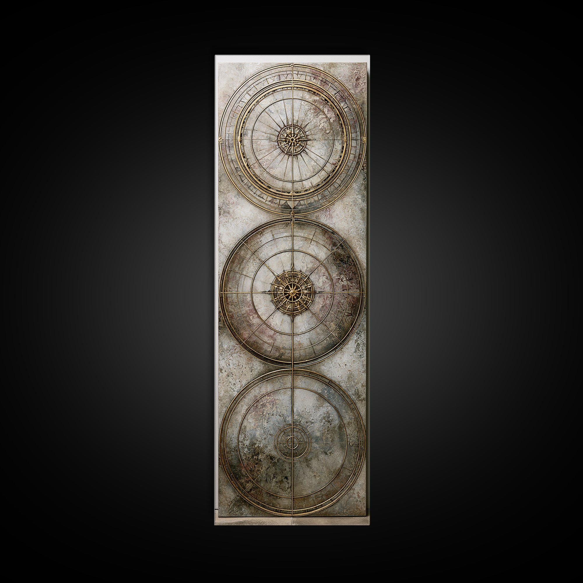 Gold Line Compass Mandala on Parchment Canvas Print, Sacred Geometry Art, Gallery Decor, Living Room Decor, Abstract Art, SGA-1x3-9