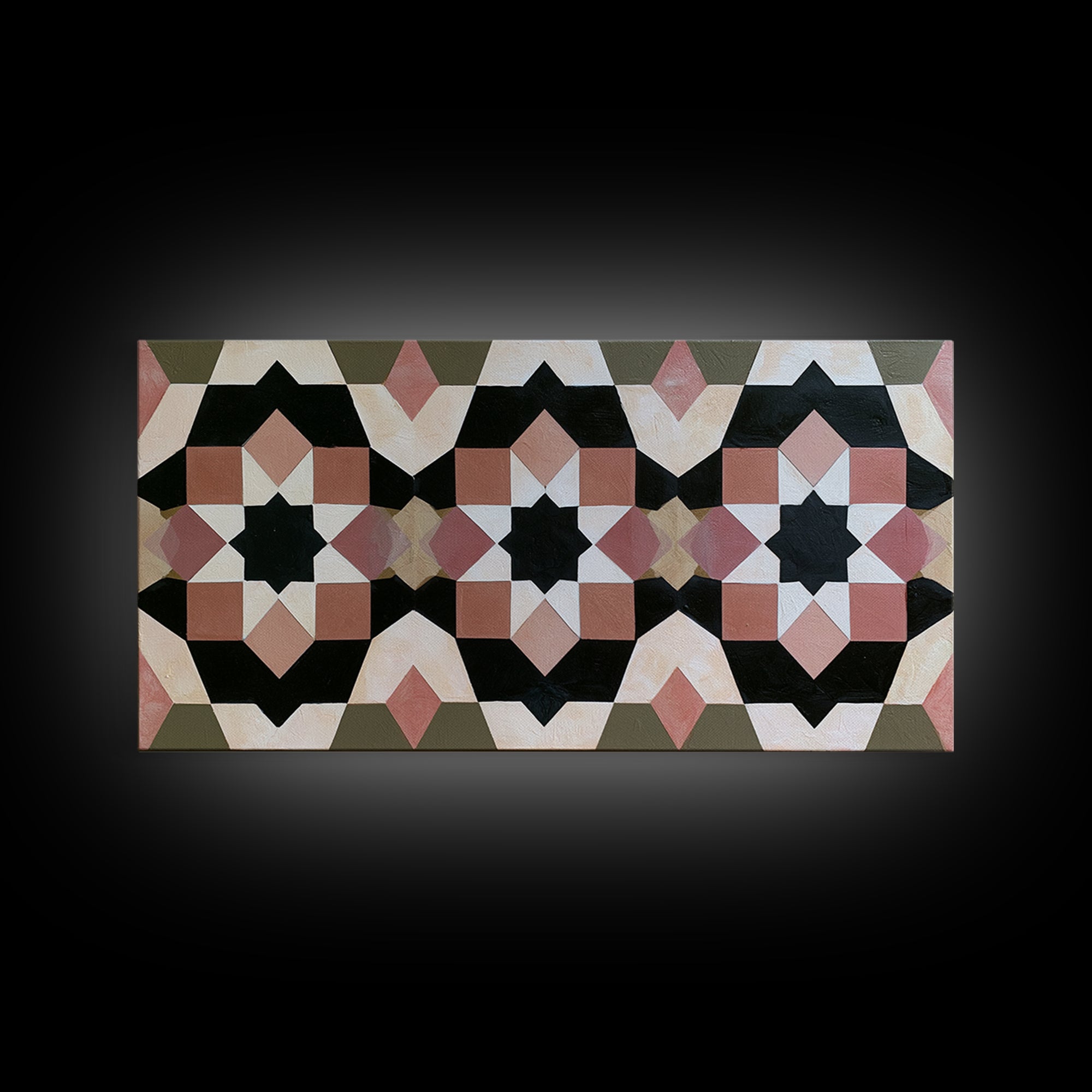 Moroccan Sacred Tile Star Pattern Framed Canvas Print, Sacred Geometry Art, Fine Art Print, Living Room Decor, Geometry, SGA-2x1-20
