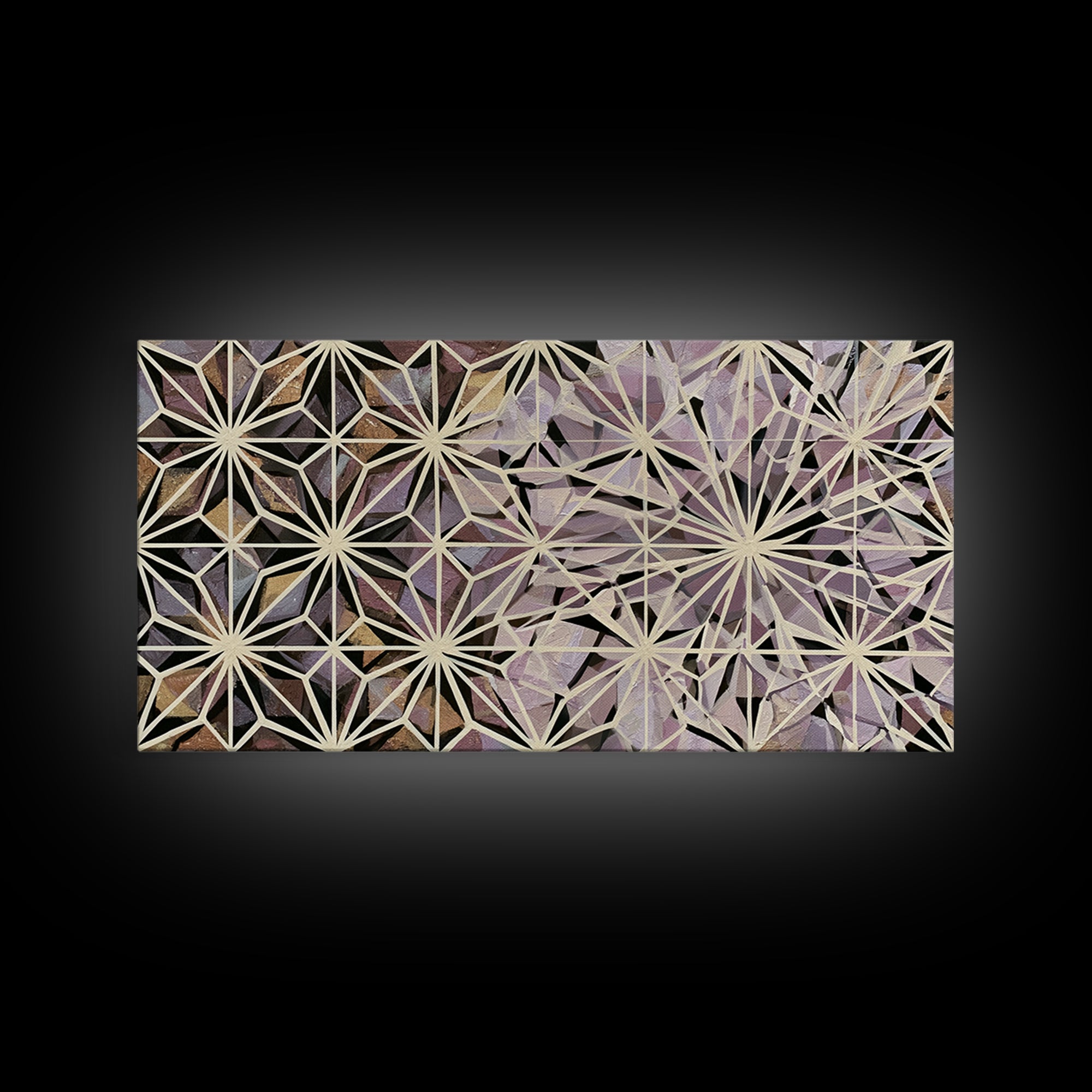 Crystal Grid Pattern Framed Canvas Print, Sacred Geometry Art, Wall Decor, Living Room Decor, Geometry, Boho Wall Decor, SGA-2x1-25