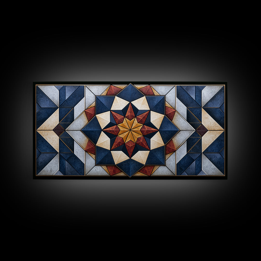 Black and Gold Geometric Rosette Canvas Print, Sacred Geometry Art, Contemporary Art, Living Room Decor, Abstract Art, Geometry, SGA-2x1-32