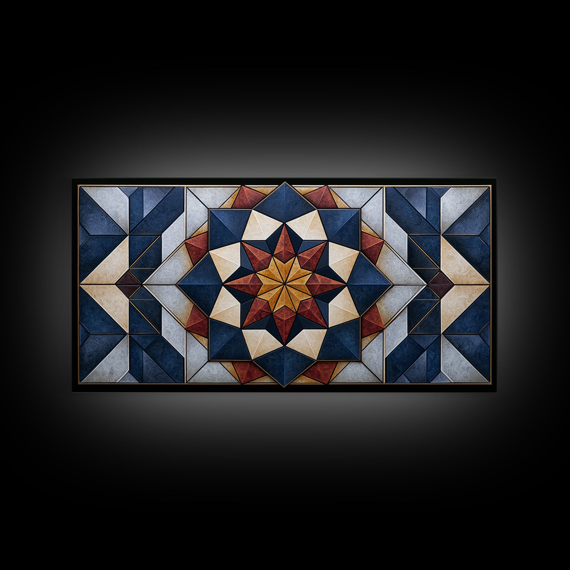 Black and Gold Geometric Rosette Canvas Print, Sacred Geometry Art, Contemporary Art, Living Room Decor, Abstract Art, Geometry, SGA-2x1-32