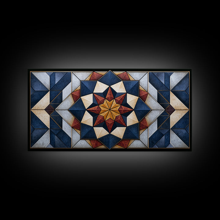 Black and Gold Geometric Rosette Canvas Print, Sacred Geometry Art, Contemporary Art, Living Room Decor, Abstract Art, Geometry, SGA-2x1-32