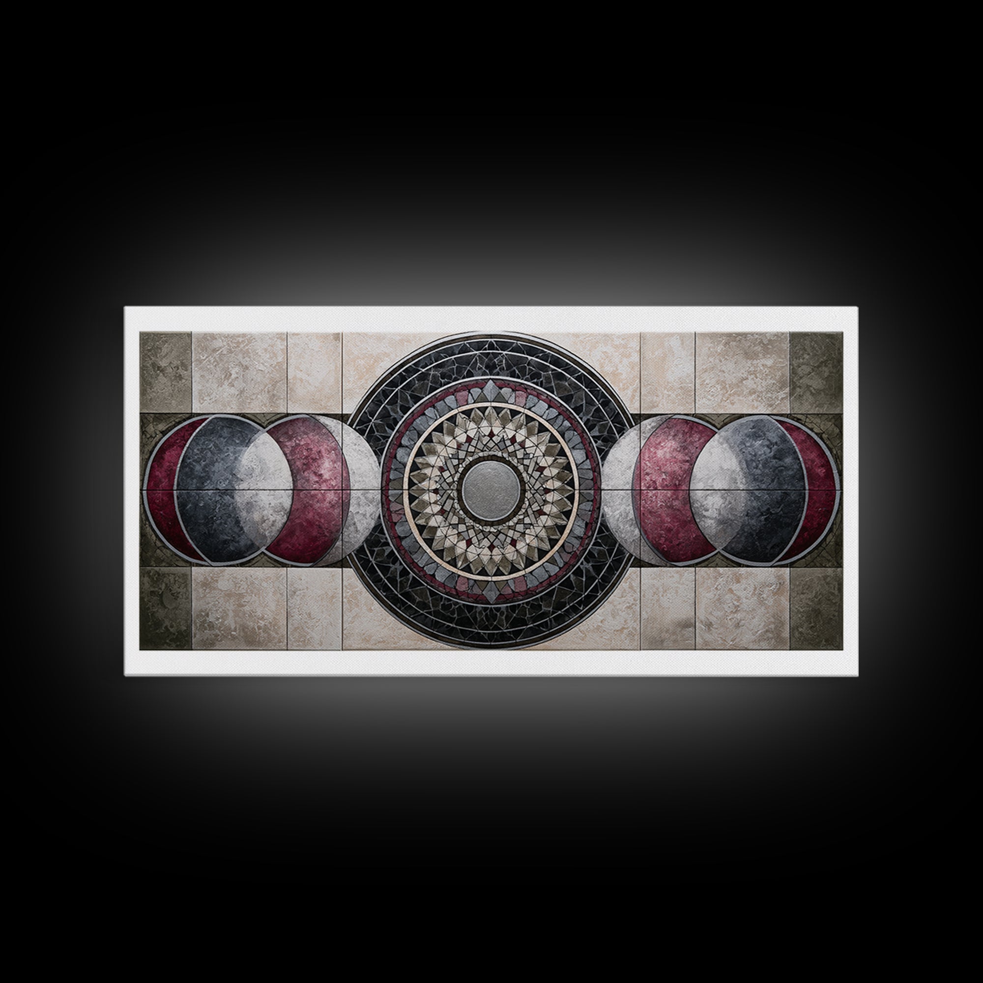 Moon Phase Mandala Canvas Print, Sacred Geometry Art, Wall Art, Living Room Decor, Fine Art, Geometry, Wall Art Print, SGA-2x1-58
