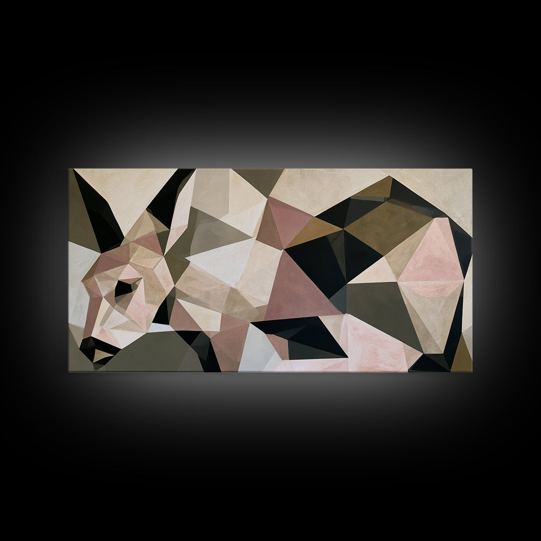 Sacred Deer Formed from Geometric Facets Framed Canvas Print, Sacred Geometry Art, Boho Decor, Living Room Decor, Geometry, SGA-2x1-99